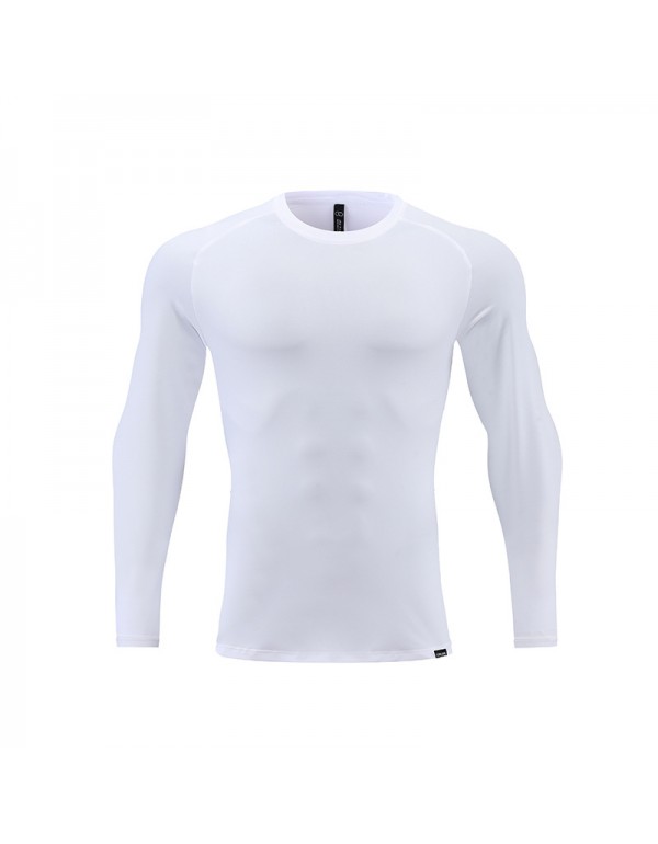 Men Casual Training Quick Dry Solid Color Sports Long Sleeve T-Shirt