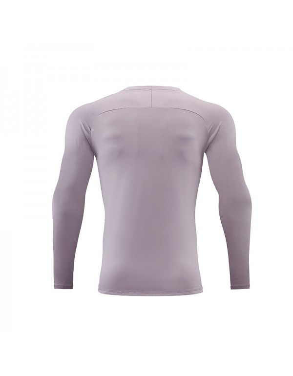 Men Casual Training Quick Dry Solid Color Sports Long Sleeve T-Shirt