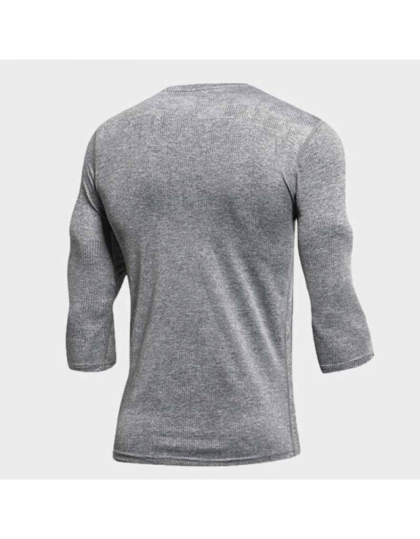 Men Casual Basic Quick Drying Long Sleeve Round Neck Sports T-Shirt