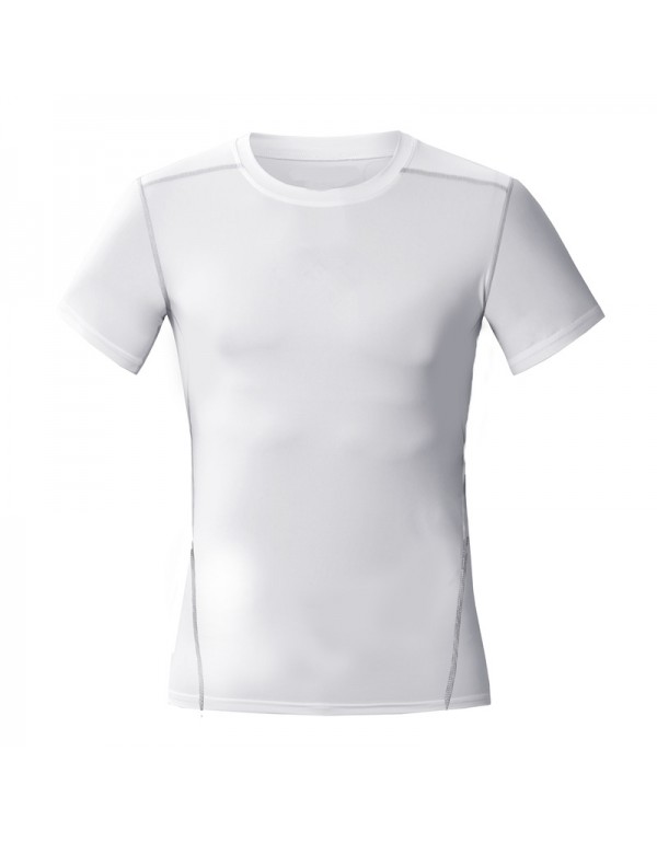 Men Casual Basic Solid Color Quick Drying Short Sleeve Round Neck Sports Tight T-Shirt