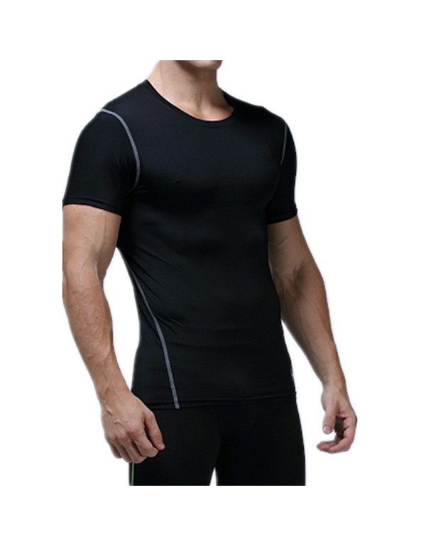 Men Casual Basic Solid Color Quick Drying Short Sleeve Round Neck Sports Tight T-Shirt