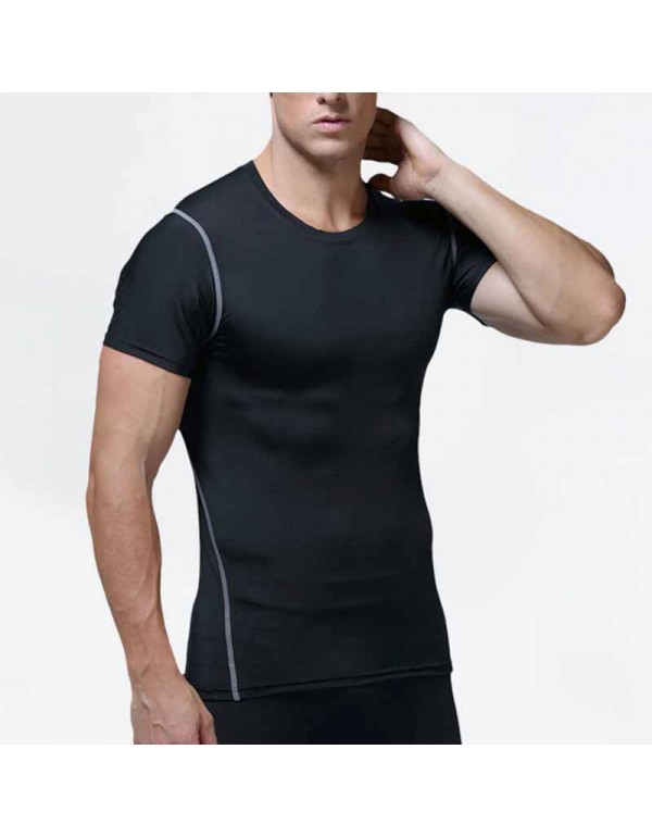 Men Casual Basic Solid Color Quick Drying Short Sl...