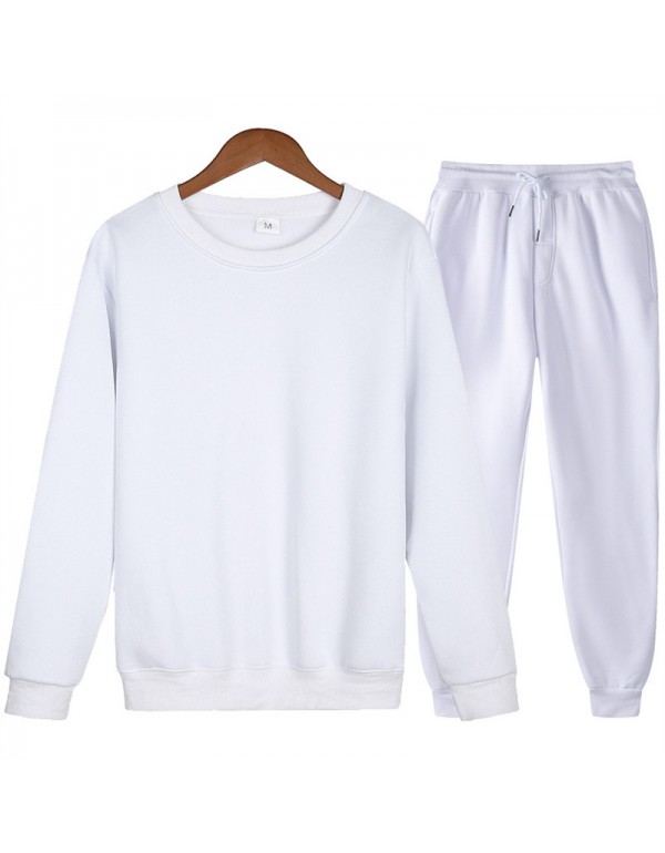 S-3XL Men Fashion Solid Color ​Long Sleeve Sweatshirt And Pants Set