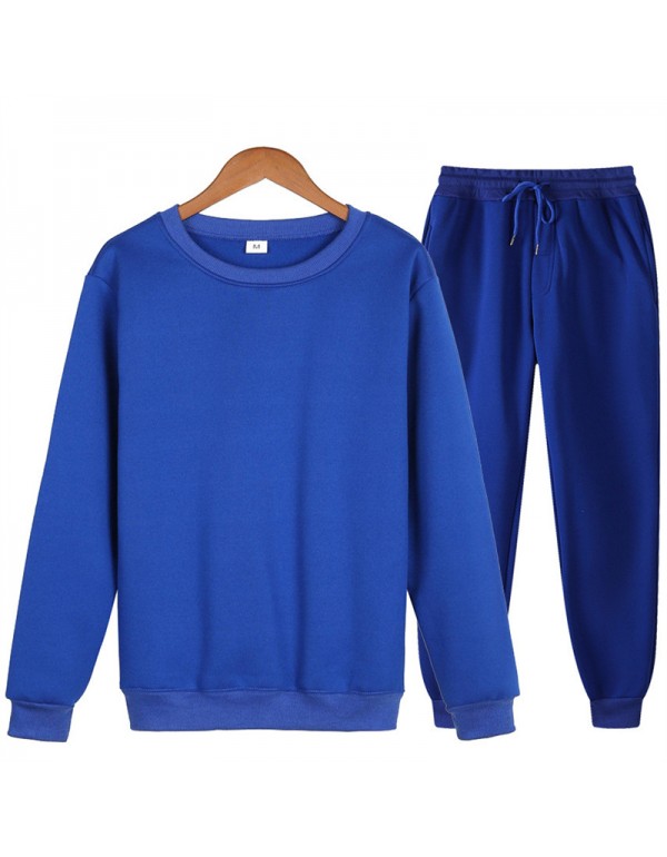 S-3XL Men Fashion Solid Color ​Long Sleeve Sweatshirt And Pants Set